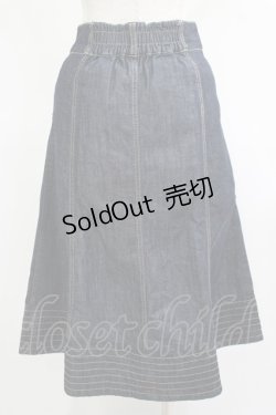 画像3: axes femme / 前釦刺繍入ミドルスカート M インディゴ H-25-04-20-031-AX-SK-NS-ZH