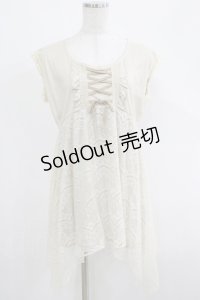 axes femme / レース切替チュニック M アイボリー H-25-04-20-035-AX-BL-NS-ZH