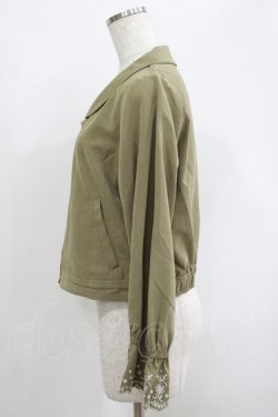 画像2: axes femme / 袖刺繍ZIPジャケット M カーキ H-25-04-20-037-AX-JA-NS-ZH