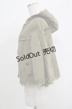 画像2: axes femme / バックレースアップフリルパーカー M カーキ H-25-04-20-038-AX-JA-NS-ZH