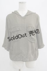 axes femme / 袖ドロスト半袖パーカー M カーキ H-25-04-20-039-AX-TO-NS-ZH