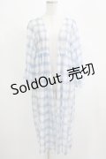 axes femme / チェック柄レースロングカーディガン M オフ/ブルー H-25-04-20-048-AX-TO-NS-ZH