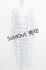 axes femme / チェック柄レースロングカーディガン M オフ/ブルー H-25-04-20-048-AX-TO-NS-ZH