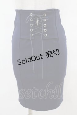 画像1: MARBLE / 十字架付きあみあげタイトスカート  紺 H-25-04-20-1038-GO-SK-KB-ZH