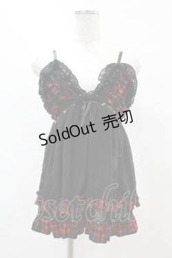 画像1: SEX POT ReVeNGe / チェックフリルベビードール  黒×赤 H-25-04-20-1042-SP-TO-KB-ZH