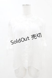 MILK / リボンパフスリーブブラウス  白 H-25-04-20-1045-ML-BL-KB-ZH