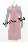 SEX POT ReVeNGe / 配色ロングシャツ  赤×黒 H-25-04-20-1050-SP-BL-KB-ZH