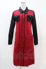 SEX POT ReVeNGe / 配色ロングシャツ  赤×黒 H-25-04-20-1050-SP-BL-KB-ZH