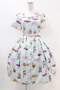 Emily Temple cute / アメリカンダイナーワンピース  サックス H-25-04-20-1015-ET-OP-KB-ZH