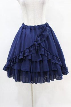 画像1: ATELIER PIERROT / Victorian Ruffle Chiffon Skirt  ネイビー H-25-04-20-1020-EL-SK-KB-ZH