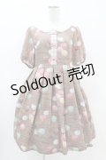 Leur Getter / Macaron Party袖付ワンピース M ブラウン H-25-04-20-1021-LU-OP-KB-ZH