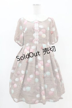 画像1: Leur Getter / Macaron Party袖付ワンピース M ブラウン H-25-04-20-1021-LU-OP-KB-ZH