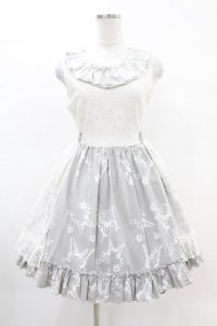 MR corset / 蝶プリントレースジャンパースカート  白×グレー H-25-04-20-1027-PU-OP-KB-ZH