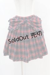EXCENTRIQUE / チェック・緞帳スカート 0S レッド H-25-10-20-018-EL-SK-KB-ZH