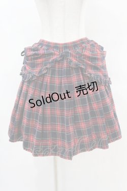 画像1: EXCENTRIQUE / チェック・緞帳スカート 0S レッド H-25-10-20-018-EL-SK-KB-ZH