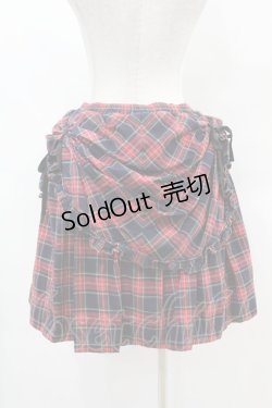 画像2: EXCENTRIQUE / チェック・緞帳スカート 0S レッド H-25-10-20-018-EL-SK-KB-ZH