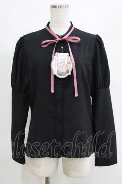 画像1: Kurumi Collaboration / リボンブラウス L ブラック H-25-04-20-057-GO-BL-NS-ZH