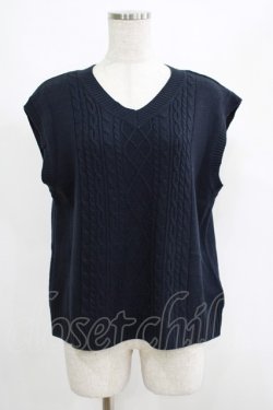 画像1: axes femme / バックリボンニットベスト M ネイビー H-25-04-20-058-AX-TO-NS-ZH
