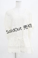 axes femme / 透かし編みプルオーバー M アイボリー H-25-04-20-063-AX-TO-NS-ZH