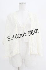 axes femme / 透かし編みケープ M アイボリー H-25-04-20-064-AX-TO-NS-ZH