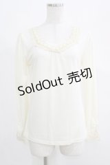 axes femme / レース使いプルオーバー M アイボリー H-25-04-20-072-AX-TO-NS-ZH