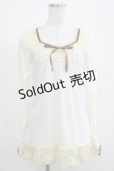 axes femme / 袖リボンプルオーバー M アイボリー H-25-04-20-073-AX-TO-NS-ZH
