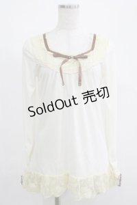 axes femme / 袖リボンプルオーバー M アイボリー H-25-04-20-073-AX-TO-NS-ZH