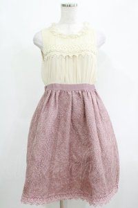 axes femme / パール使いワンピース M アイボリー/ピンク H-25-04-20-010-AX-OP-NS-ZH