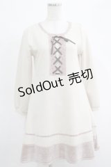 axes femme / ベロア切替ワンピース M ベージュ H-25-04-20-019-AX-OP-NS-ZH