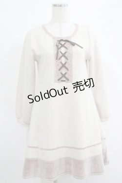 画像1: axes femme / ベロア切替ワンピース M ベージュ H-25-04-20-019-AX-OP-NS-ZH