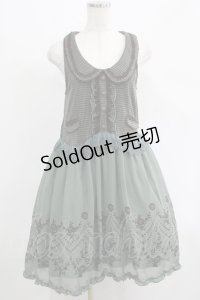 axes femme / シフォン切替ワンピース M グリーン H-25-04-20-021-AX-OP-NS-ZH