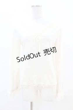 画像1: axes femme / 繊細レース長袖インナー M アイボリー H-25-04-21-041-AX-TO-NS-ZH