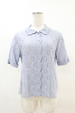 画像1: an another angelus / スカラップ使い総レースブラウス Free BLUE H-25-04-21-053-CA-BL-NS-ZH