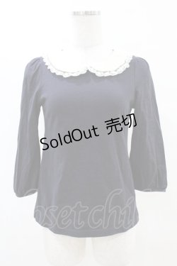 画像1: Franche Lippee / レース襟付きカットソー M ネイビー H-25-04-21-057-LO-TO-NS-ZH
