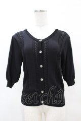 F&A / プチローズ釦レーシー半袖カーディガン Free BLACK H-25-04-21-060-LO-TO-NS-ZH