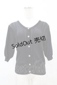 F&A / プチローズ釦レーシー半袖カーディガン Free BLACK H-25-04-21-060-LO-TO-NS-ZH