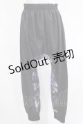 NieR Clothing / ブロッキングサルエルパンツ  黒×和柄九尾紫 H-25-04-21-1031-PU-PA-KB-ZH