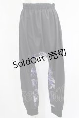 NieR Clothing / ブロッキングサルエルパンツ  黒×和柄九尾紫 H-25-04-21-1031-PU-PA-KB-ZH
