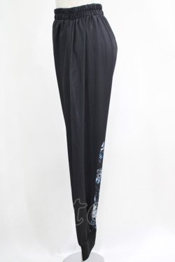 画像2: NieR Clothing / ブロッキングサルエルパンツ  黒×和柄九尾水色 H-25-04-21-1032-PU-PA-KB-ZH