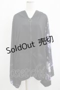 NieR Clothing / 着物風袖ZIPパーカー  黒×和柄九尾紫 H-25-04-21-1039-PU-TO-KB-ZH