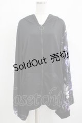 NieR Clothing / 着物風袖ZIPパーカー  黒×和柄九尾紫 H-25-04-21-1039-PU-TO-KB-ZH