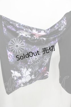 画像4: NieR Clothing / 着物風袖ZIPパーカー  黒×和柄九尾紫 H-25-04-21-1039-PU-TO-KB-ZH
