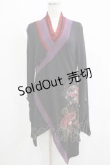 Ozz oneste / 着物衿ロングトップス  黒 H-25-04-21-1041-OO-TO-KB-ZH