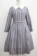 Jane Marple / Ribbon stripe jacquardのパブリックドレス  グレー H-25-04-21-1005-JM-OP-KB-ZH