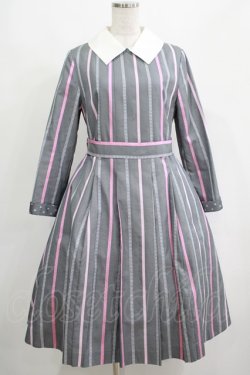 画像1: Jane Marple / Ribbon stripe jacquardのパブリックドレス  グレー H-25-04-21-1005-JM-OP-KB-ZH
