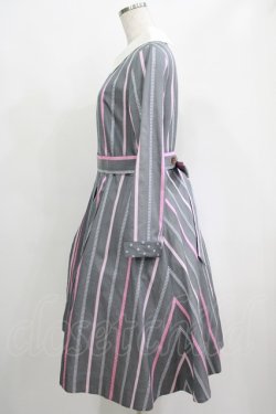 画像2: Jane Marple / Ribbon stripe jacquardのパブリックドレス  グレー H-25-04-21-1005-JM-OP-KB-ZH