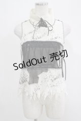 HIDEROCK Design / ダメージカットノースリーブトップス  白 H-25-04-21-1054-PU-TO-KB-ZH