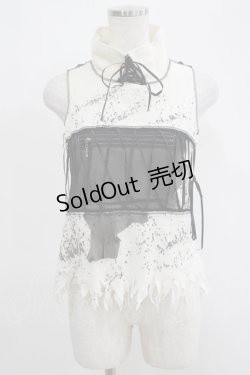 画像1: HIDEROCK Design / ダメージカットノースリーブトップス  白 H-25-04-21-1054-PU-TO-KB-ZH