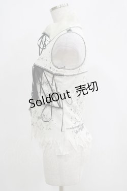 画像2: HIDEROCK Design / ダメージカットノースリーブトップス  白 H-25-04-21-1054-PU-TO-KB-ZH