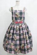 Emily Temple cute / Teddy Bear Tartanノースリーブワンピース - ピンク H-25-04-21-1006-ET-OP-KB-ZH